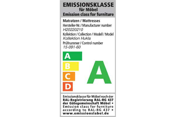 HUKLA® Comfortbetten | Emmissionslabel Matratzen