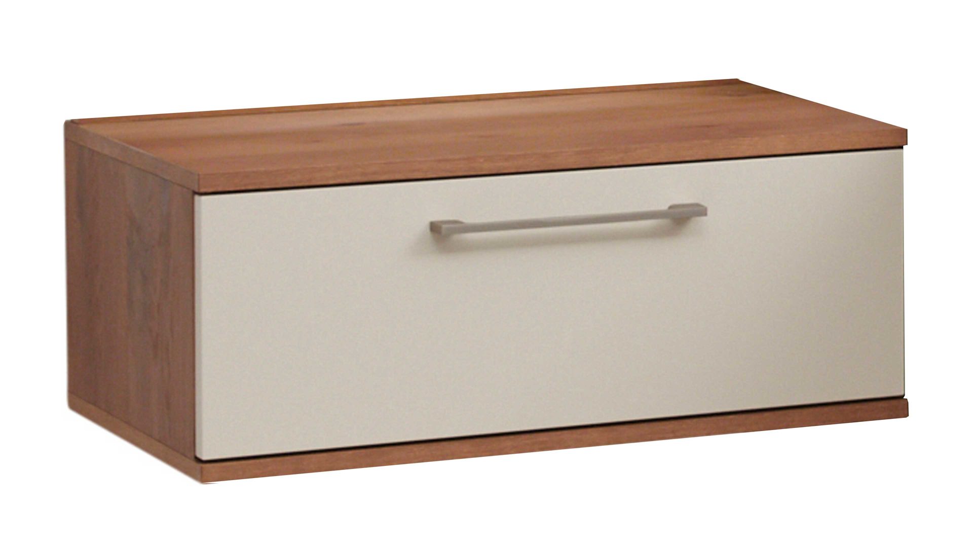 Nachtkommode Interliving aus Holz in Beige Interliving Schlafzimmer Serie 1022 – Hängekonsole 31001 Sand & Eiche Barrique - eine Schublade, Breite ca. 46 cm