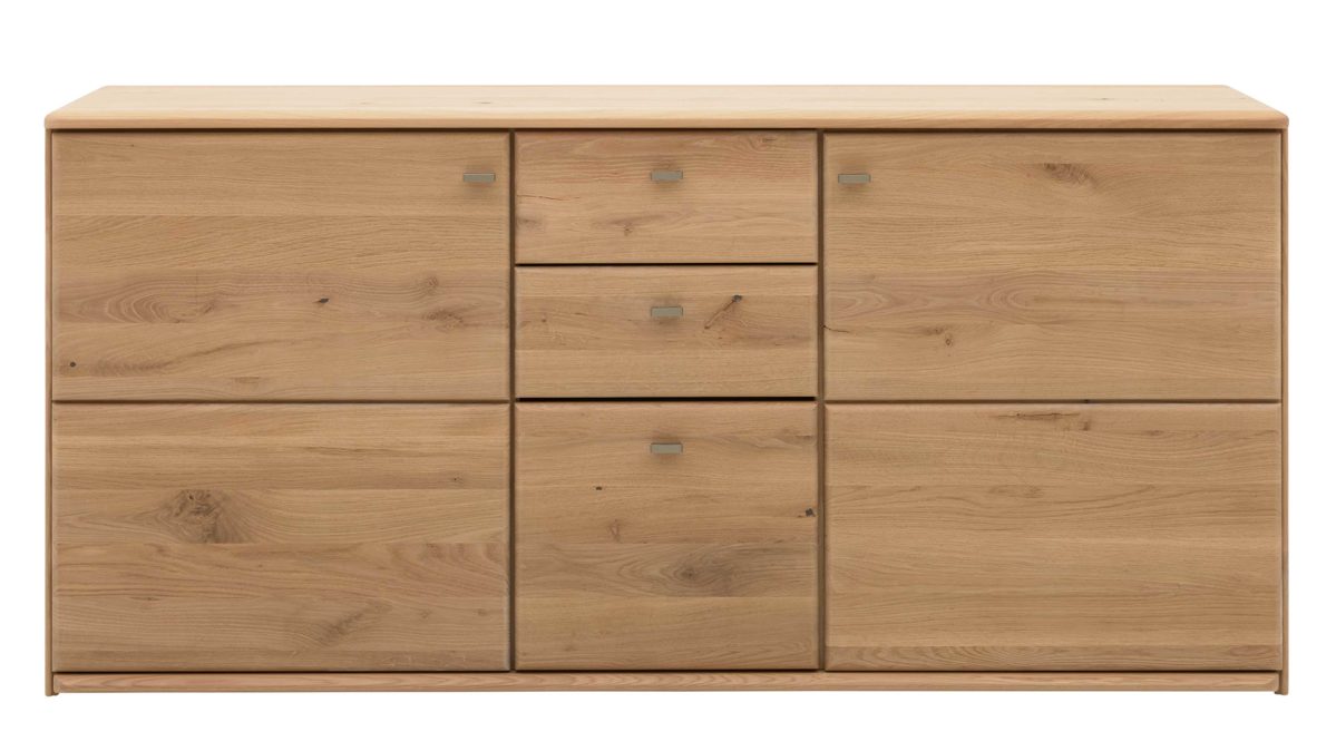 Sideboard Interliving aus Holz in Holzfarben Interliving Wohnzimmer Serie 2028 - Sideboard 2650 Wildeiche - drei Türen, drei Schubladen, Breite ca. 162 cm