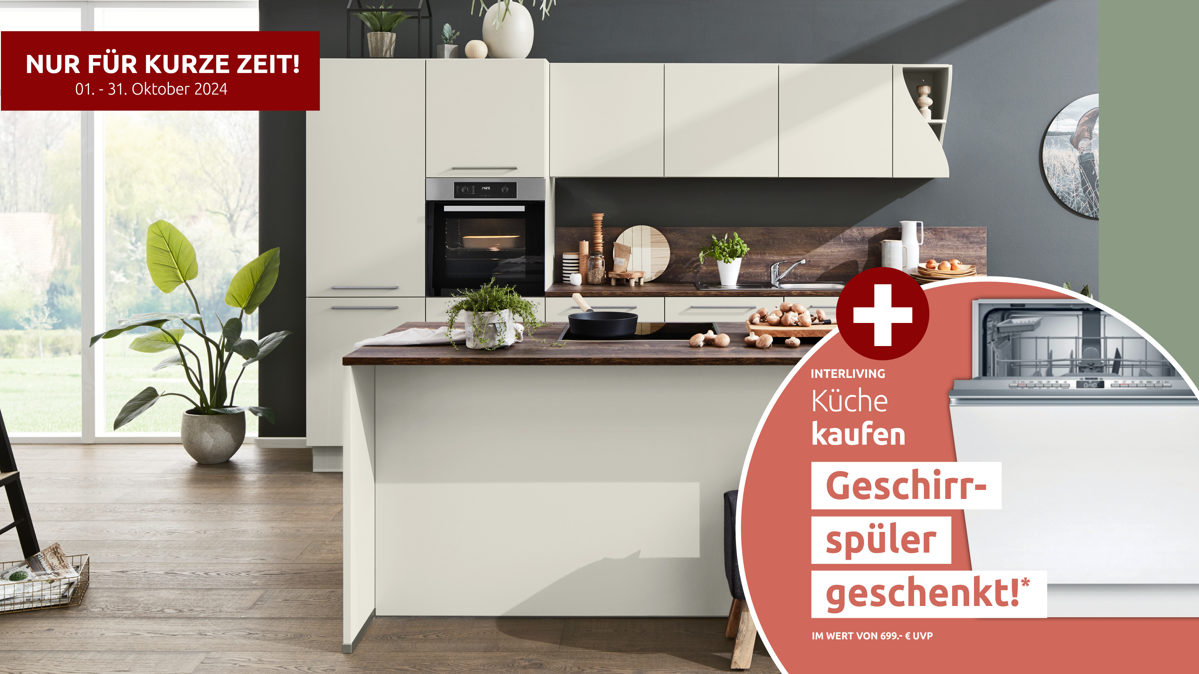 Einbauküche Interliving aus Holz in Grau Interliving Küche Serie 3028 mit Miele-Einbaugeräten Platingrau & Barrique Eiche - zweizeilig